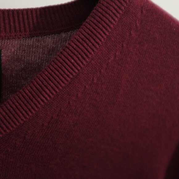 COPY - Dinero Milano dark red cotton blend vneck sweater size XXL - Picture 7 of 9